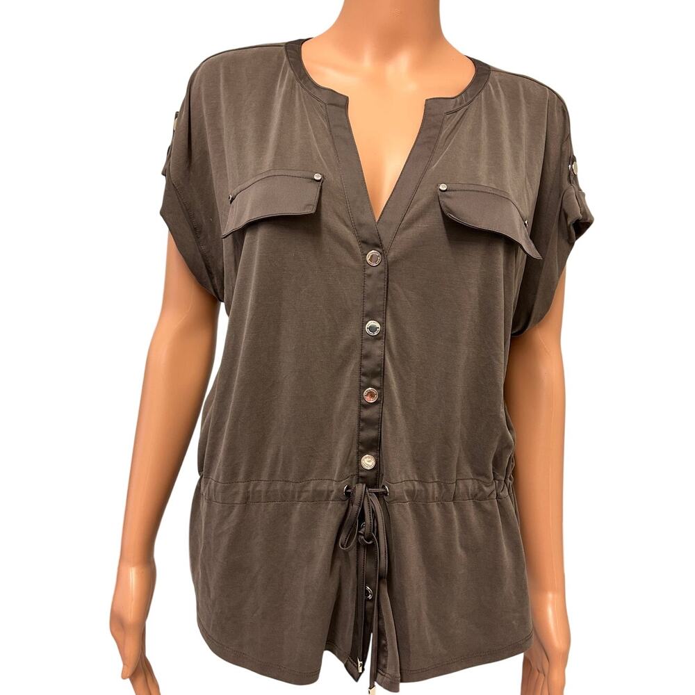 White House Black Market sz small brown sandwash utility top